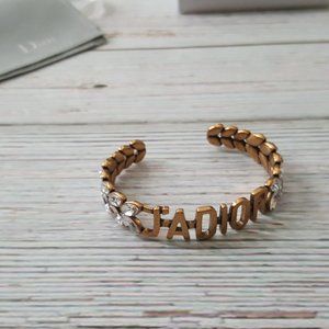 J'Adior Antique Gold-finish Metal White Crystals